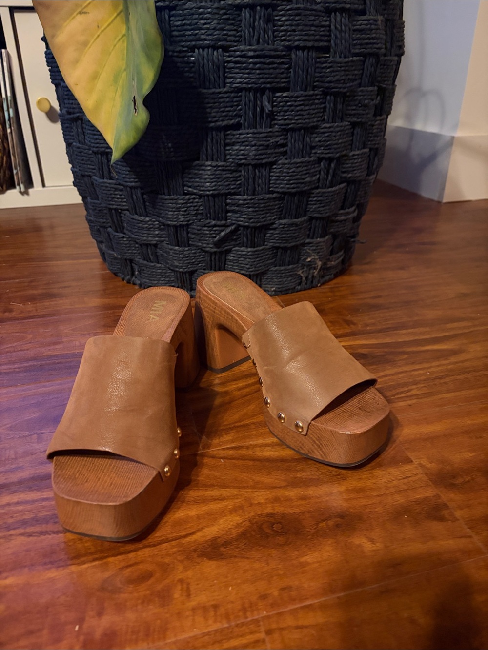 Mia Mule Platform Heels in Brown